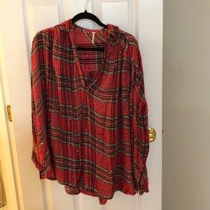 Free People red sparkly tunic size small